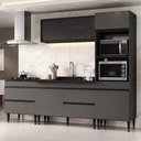 Ver imagem 1 de Armário Cozinha Modulada Completa com Pia Inclusa 251,5cm Milano Multimóveis MCR2472 Grafite/Preto