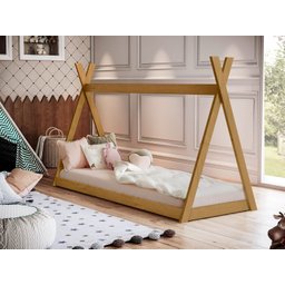 Cama Infantil Cabana Quarto da Criança Montessoriana Premium Moderna Conforto Cor Nature - 1