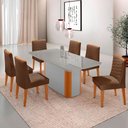 Ver imagem 1 de Mesa de Jantar Isadora 180cm Tampo Mdf Vidro com 6 Cadeiras Eloise