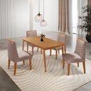 Ver imagem 1 de Mesa de Jantar Copper 120cm Tampo MDF com 4 Cadeiras Eloise Linho Capuccino//