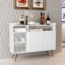 Aparador Buffet com 2 Portas e Pés em Madeira Maciça - 1