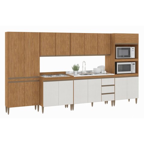 Armário de Cozinha Completa Modulada 6 Peças 3,60m Essenza Móvel na Caixa