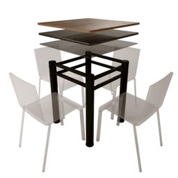 Base para Mesa de Vidro Jantar 4 Lugares Preta Quadrada - 2