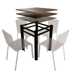 Base para Mesa de Vidro Jantar 4 Lugares Preta Quadrada - 1