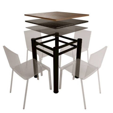 Base para Mesa de Vidro Jantar 4 Lugares Preta Quadrada