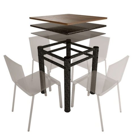 Base para Mesa de Vidro Jantar 4 Lugares Textura Quadrada