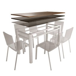 Base para Mesa de Vidro Jantar 6 Lugares Branca Retangular - 1