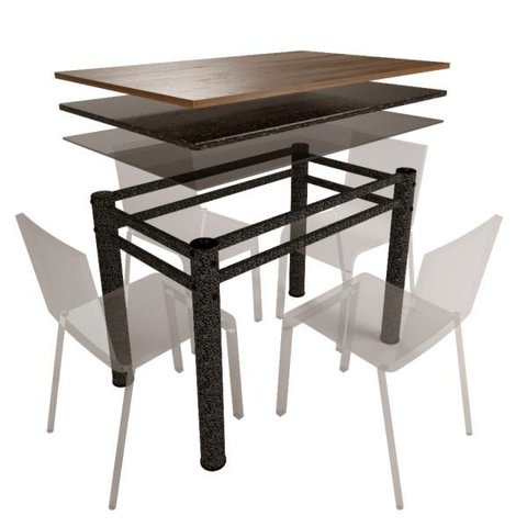 Base para Mesa de Vidro Jantar 4 Lugares Textura Retangular