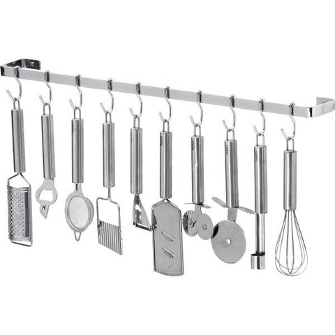 Porta Utensílios E Talheres De Parede 100cm 18 Ganchos
