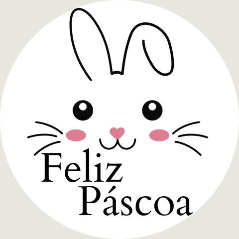 Adesivo Coelho Fofo Rostinho Feliz Páscoa Transparente 50 Und
