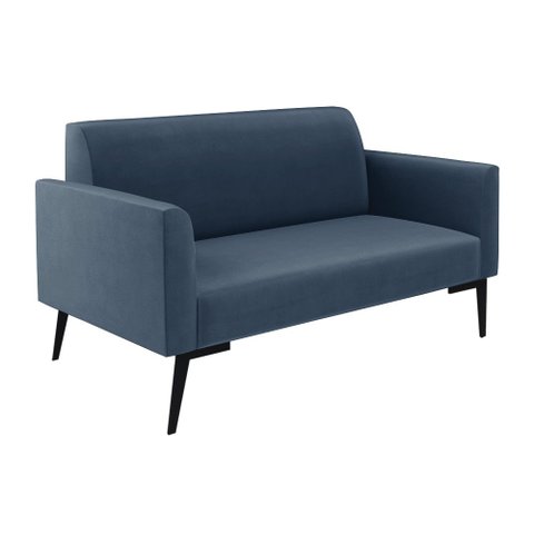 Sofá Namoradeira Pés Villach Marisa Suede Azul Marinho D03 - D'Rossi