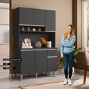 Ver imagem 5 de Kit Cozinha Compacta Márcia 105cm Com 6 Portas e 1 Gaveta Cinza Escuro - Desk Design