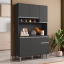 Ver imagem 2 de Kit Cozinha Compacta Márcia 105cm Com 6 Portas e 1 Gaveta Cinza Escuro - Desk Design
