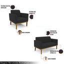 Ver imagem 3 de Conjunto 2 Poltronas e 1 Namoradeira Decorativa Isabella Pés Fixo em Madeira Castanho Veludo Preto G