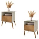 Ver imagem 1 de Mesa de Cabeceira Kit 2 45cm 1 Gaveta Caribe B02 Off White/naturalle - Mpozenato
