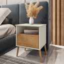 Ver imagem 2 de Mesa de Cabeceira Kit 2 45cm 1 Gaveta Caribe B02 Off White/naturalle - Mpozenato