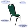 Cadeira para Hotel Auditório Igreja Restaurante Eventos com Reforço Empilhável cor Verde 4 Unidades  - 4