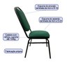 Cadeira para Hotel Auditório Igreja Restaurante Eventos com Reforço Empilhável cor Verde 4 Unidades  - 3