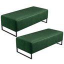 Ver imagem 1 de Kit 02 Puffs Decorativo Sala de Estar Bali W01 Base Ferro 120x50 cm Facto Verde Musgo - Lyam Decor