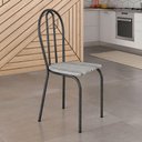Ver imagem 4 de Kit 6 Cadeiras de Cozinha Texas Estampado Linho Pés de Ferro Cromo Preto - Pallazio