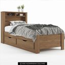 Ver imagem 2 de Cama Solteiro para Colchão 188x88cm com 2 Gavetas e Nichos Zuri Jatobá S01 - Mpozenato