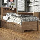 Ver imagem 5 de Cama Solteiro para Colchão 188x88cm com 2 Gavetas e Nichos Zuri Jatobá S01 - Mpozenato