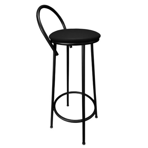 Banqueta Alta 75cm Drink Estofada de Metal Banco Alto:preto