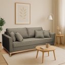 Ver imagem 2 de Sofá Namoradeira 2 Lugares Base de Madeira Linho Premium Moderno Minimalista Confortável Ulisses