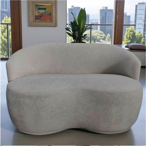 Namoradeira Decorativa Beatriz Orgânica Bouclé Cinza Claro