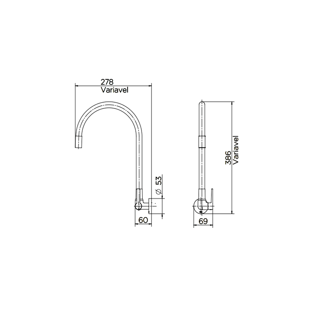 Torneira para Cozinha de Parede Galiflex Preta - Docol - 2