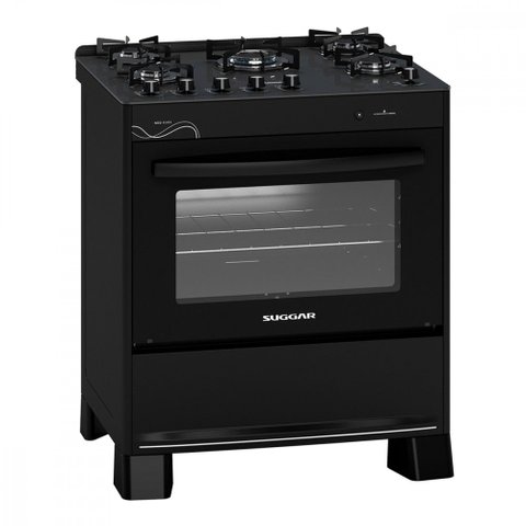 Fogão Neo Glass de 5 Bocas Mesa em Vidro Preto Bivolt Suggar