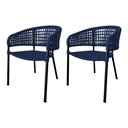 Ver imagem 1 de Kit 2 Cadeiras Sol Corda Náutica Base em Alumínio Preto/azul Marinho