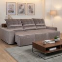 Ver imagem 2 de Sofá Retrátil e Reclinável 4 Lugares 2,90m com Molas Ensacadas Espuma D28 Veludo para Sala de Tv