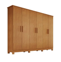 Ver imagem 1 de Guarda Roupa Casal Nina 100% MDF 6 Portas 4 Gavetas Puxador em Madeira - Bianchi Móveis