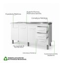 Ver imagem 4 de Balcão Pia Cozinha sem Tampo 150cm 3 Portas 3 Gavetas Branco