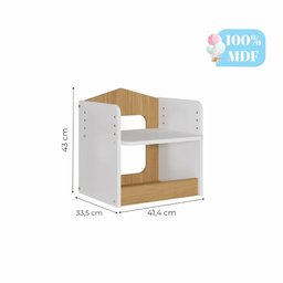 MESA INFANTIL CASINHA C/ BANCO E REGULAGEM DE ALTURA 100% MDF BRANCO/NATURE - 6