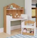 Ver imagem 2 de MESA INFANTIL CASINHA C/ BANCO E REGULAGEM DE ALTURA 100% MDF BRANCO/NATURE