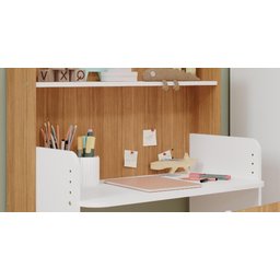 MESA INFANTIL CASINHA C/ BANCO E REGULAGEM DE ALTURA 100% MDF BRANCO/NATURE - 3