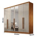 Ver imagem 2 de Guarda Roupa Casal Linea 6 Portas de Bater 8 Gavetas MDF com Espelho Cinamomo Fendi Fosco
