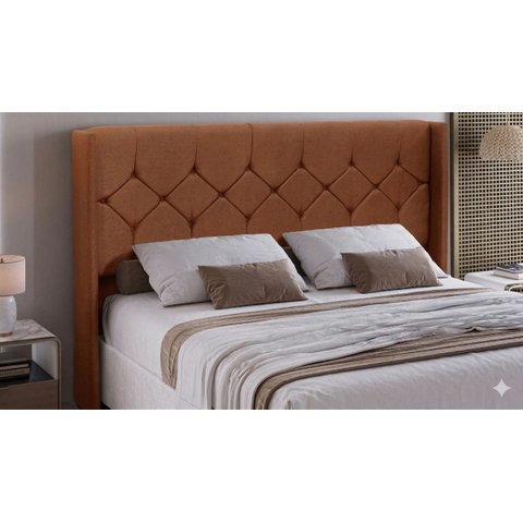 Cabeceira Pérola Box Casal Queen 158 Estofada Tecido Suede Terracota