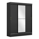 Ver imagem 3 de Guarda-roupa Solteiro San Marino 3 Portas 2 Gavetas com Espelho Flex Preto/off White - Maxel