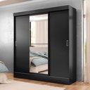 Ver imagem 2 de Guarda-roupa Solteiro San Marino 3 Portas 2 Gavetas com Espelho Flex Preto/off White - Maxel