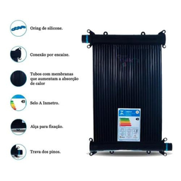 Kit 5 Placas 3mt - Aquecedor Solar Piscinas - 4,5m²/6.000 Litros - Marca Ts Solar - 3