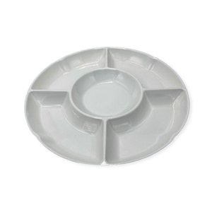 Petisqueira Redonda 5 Divisórias Frios Queijo e Doce Churrasco 30cm