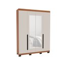 Ver imagem 2 de Guarda-roupa Casal Madrid 4 Portas 4 Gavetas com Espelho Creme/freijó - Politorno