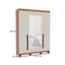 Ver imagem 3 de Guarda-roupa Casal Madrid 4 Portas 4 Gavetas com Espelho Creme/freijó - Politorno