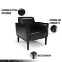 Ver imagem 3 de Kit 2 Poltronas Decorativas Isabella Pés Fixo em Madeira Pu Preto Brilho G19 - Gran Belo