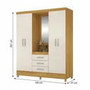 Ver imagem 3 de Guarda Roupa Casal com Espelho e Capelinha 4 Portas 3 Gavetas Pérsia Cinamomo/Off-White