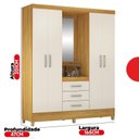 Ver imagem 3 de Guarda-Roupa para Quarto com Espelho Persia Marrom/Cinamono/Off-White