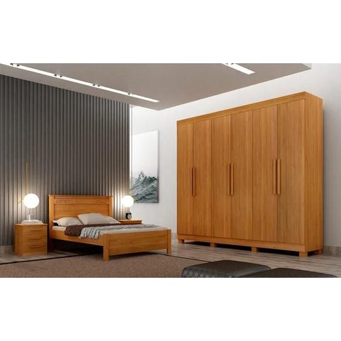 Guarda Roupa Canadá 6 Pts 100% Mdf Cinamomo - Leifer